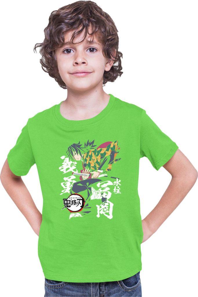 Kinder T-Shirt Demon Anime Slayer Kimetsu No Yaiba Giyu Tomioka 02, 5-6 Jahr - 116 / Lime