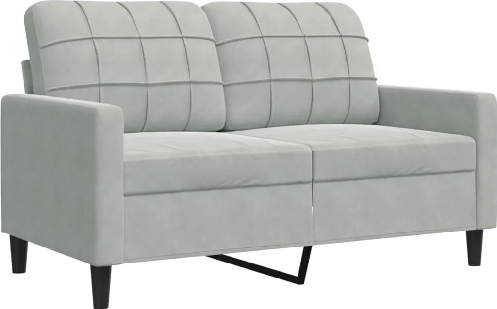 Canapé 2 places gris clair 120 cm en velours doux - Modèle Sereno V2