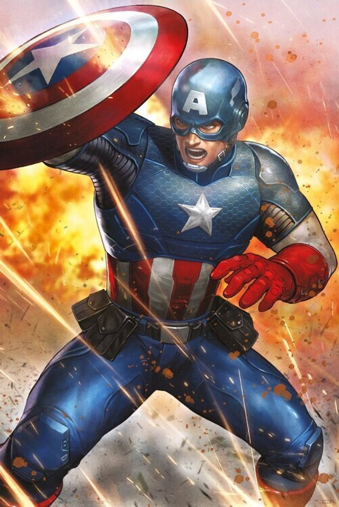 Poster marvel captain america under fire