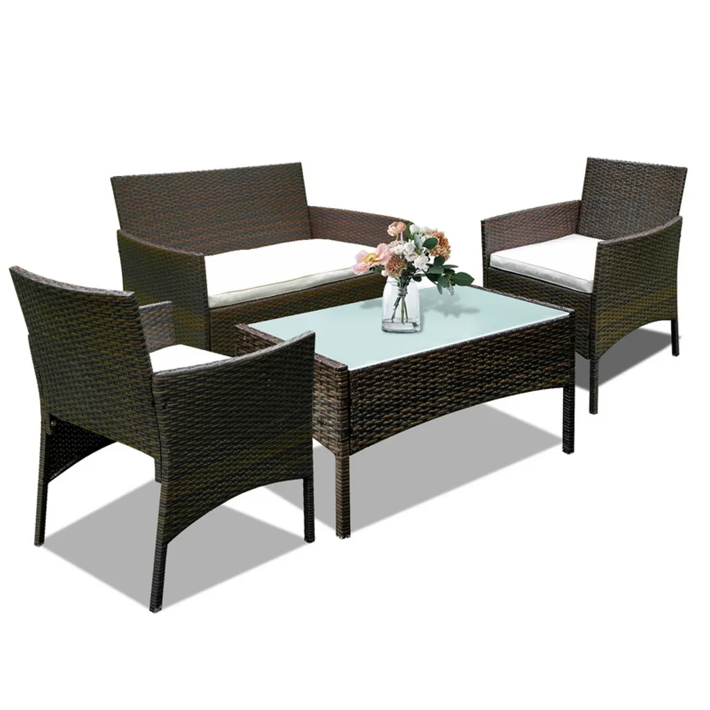 TolleTour Mobili Giardino Polyrattan Marrone | Set Divano Balcone 4pz - 1