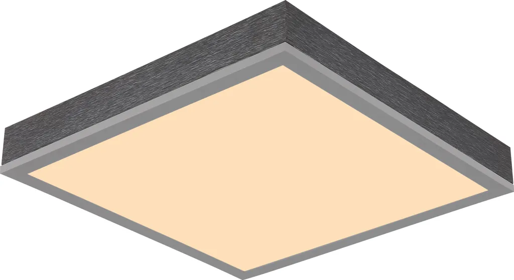Plafonnier LED carré bois et gris 30 cm pour éclairage cuisine et entrée