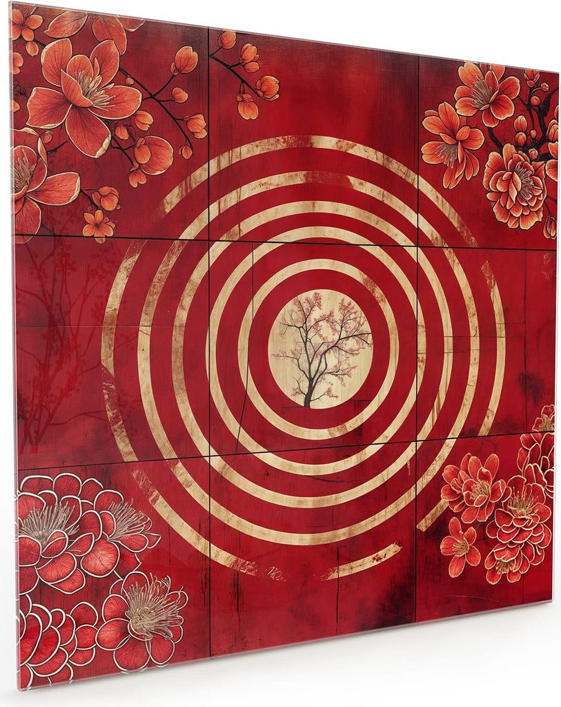 Küchenrückwand Spritzschutz Glas mit Motiv Blumenmuster Kreise 40 x 40 cm