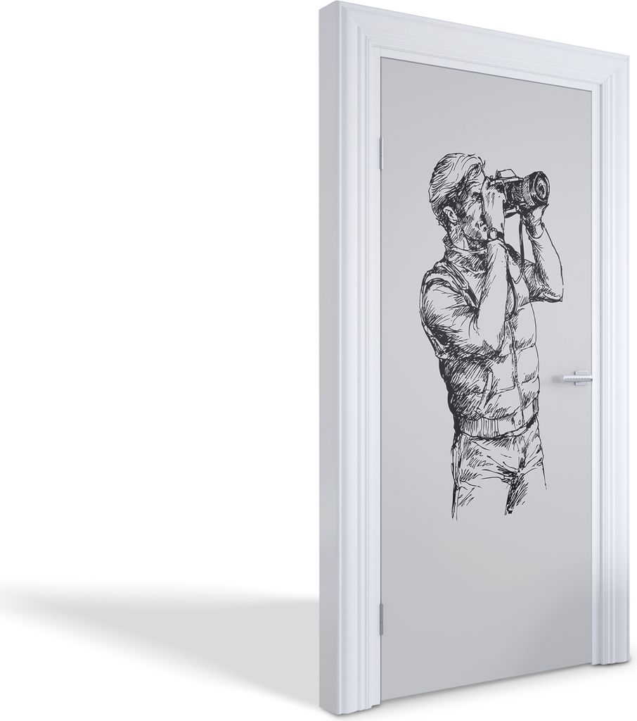 Türdeko Aufkleber Selbstklebende Wandsticker Personalisiert - Fotograf in Aktion - 95 x 205 cm