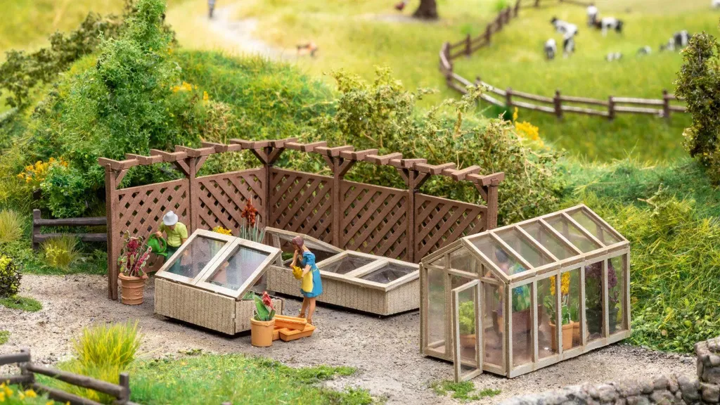 Aménager un jardin miniature réaliste H0 avec le kit NOCH 66805 découpé laser