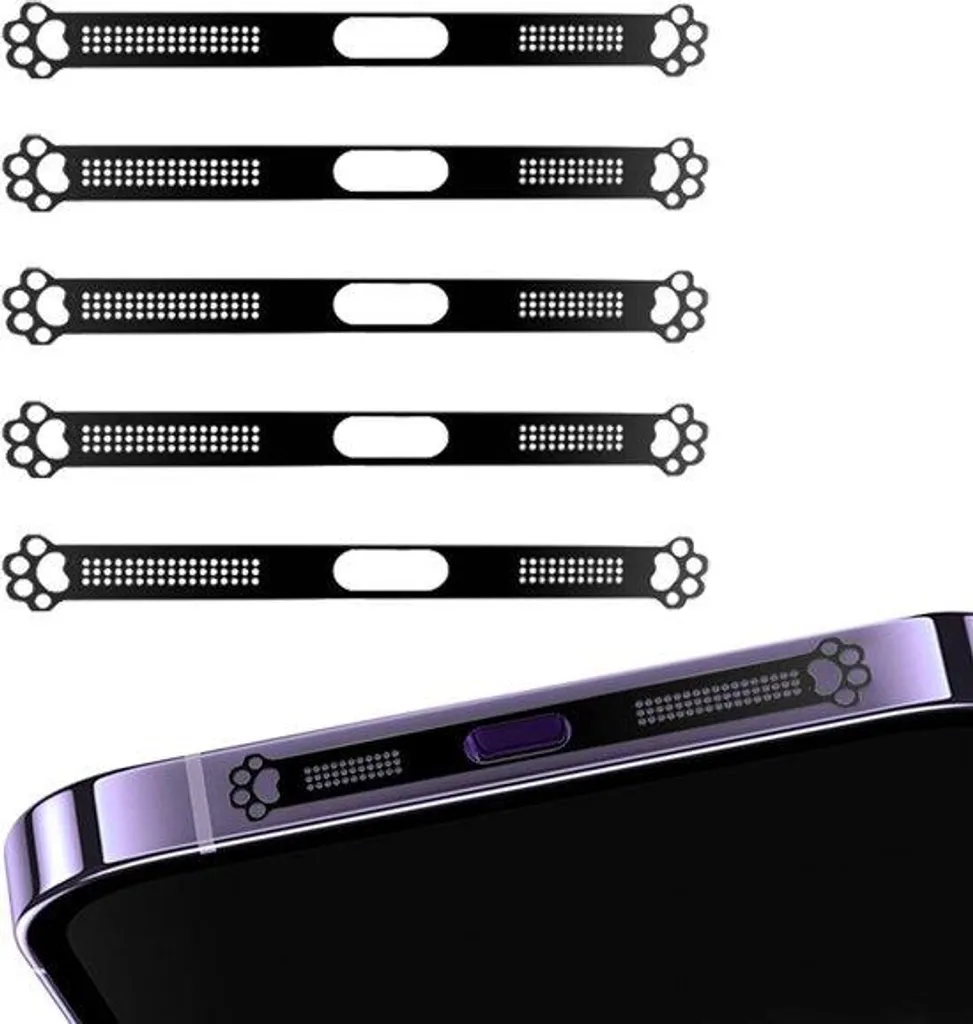 Grille anti-poussière iPhone 16 avec motif patte de chat - Lot de 5