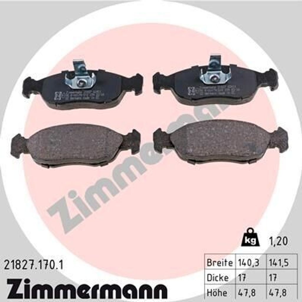 ZIMMERMANN 21827.170.1 - Bremsbeläge für Saxo, Xsara, 106 II, 306