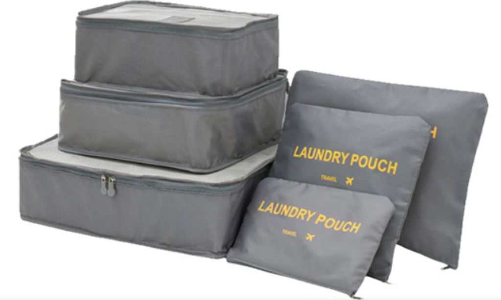 Reisegepäck Kompressionsbeutel Organizer 6 Set Faltbare Multifunktionskleidung Sortierpakete, Grau