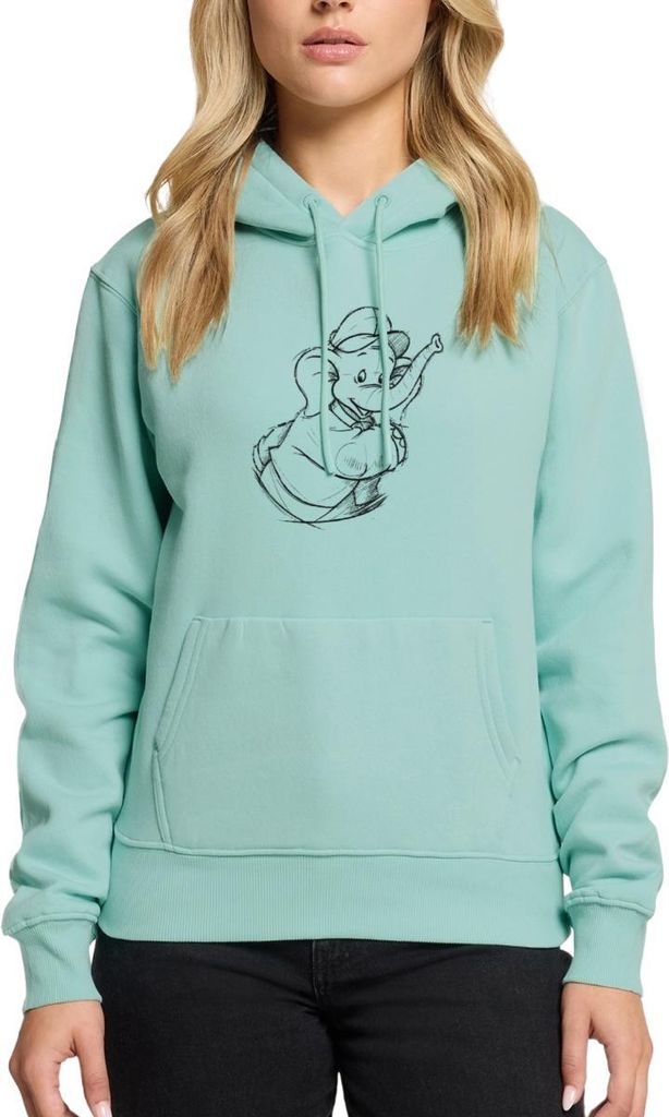 Spreadshirt Benjamin Blümchen Porträt Zeichnung Skizze Damen Premium Hoodie, L, Mint