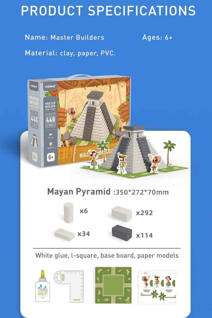Jeu de construction Pyramide maya Mideer 446 pièces pour maquette enfant