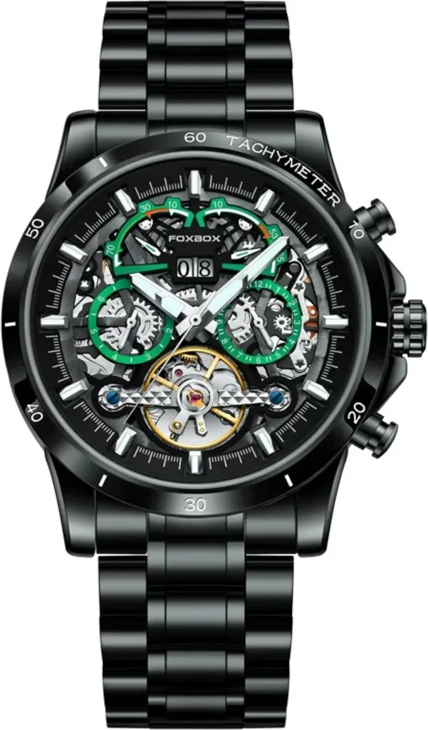 Montre Noire FOXBOX KP34980 Haute Précision et Finition Haut de Gamme