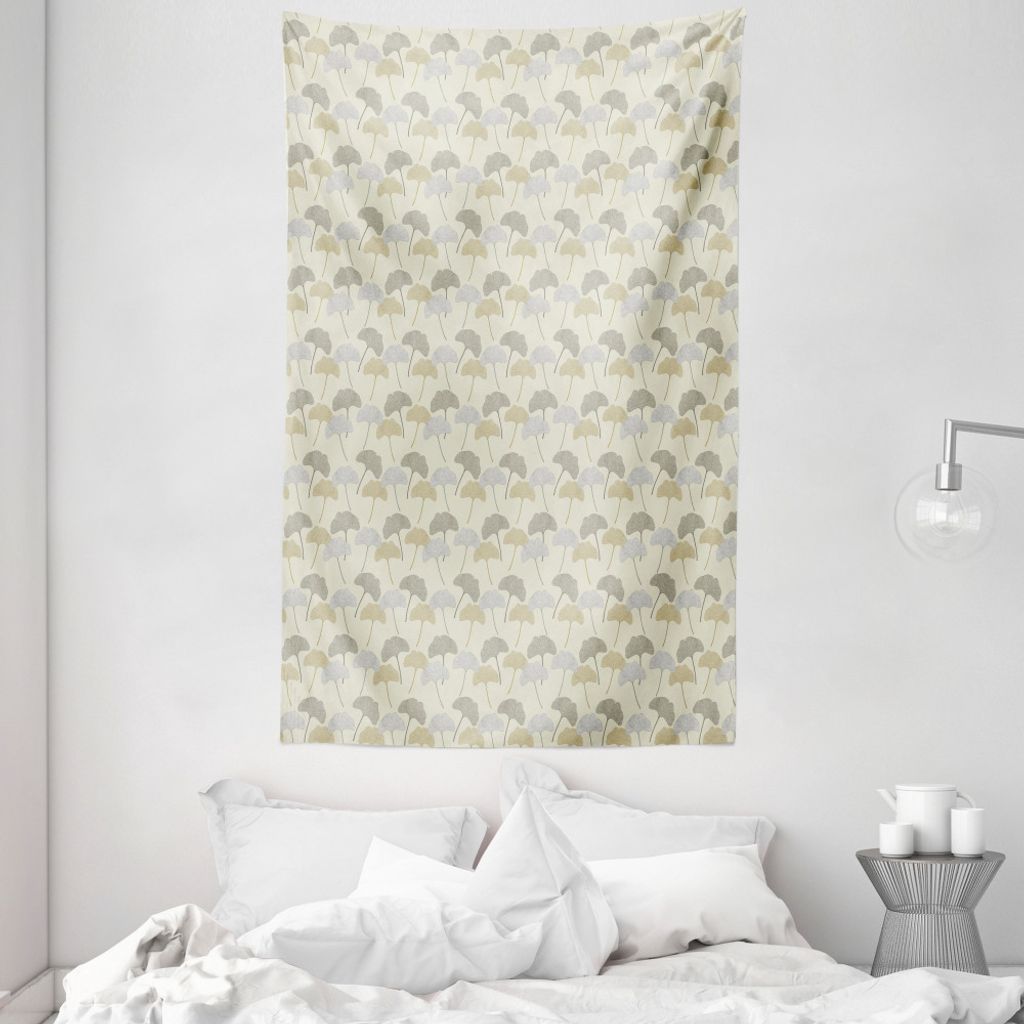 ABAKUHAUS Gingko Wandteppich und Tagesdecke, Soft-Baum-Blätter Retro-Stil aus Weiches Mikrofaser Stoff Waschbar ohne Verblassen Digitaldruck, 140 ...