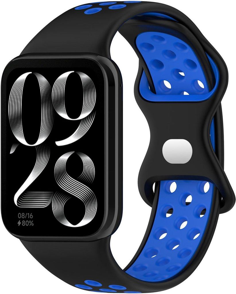 Stravo Sport Silikonarmband – für Xiaomi Smartband 8 Pro/9 Pro & Redmi Watch 4/5/6 – Zweifarbig – Schwarz/Blau