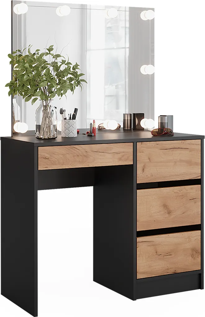 Table de Maquillage Anthracite avec Miroir et LED Vicco Sherry 90cm