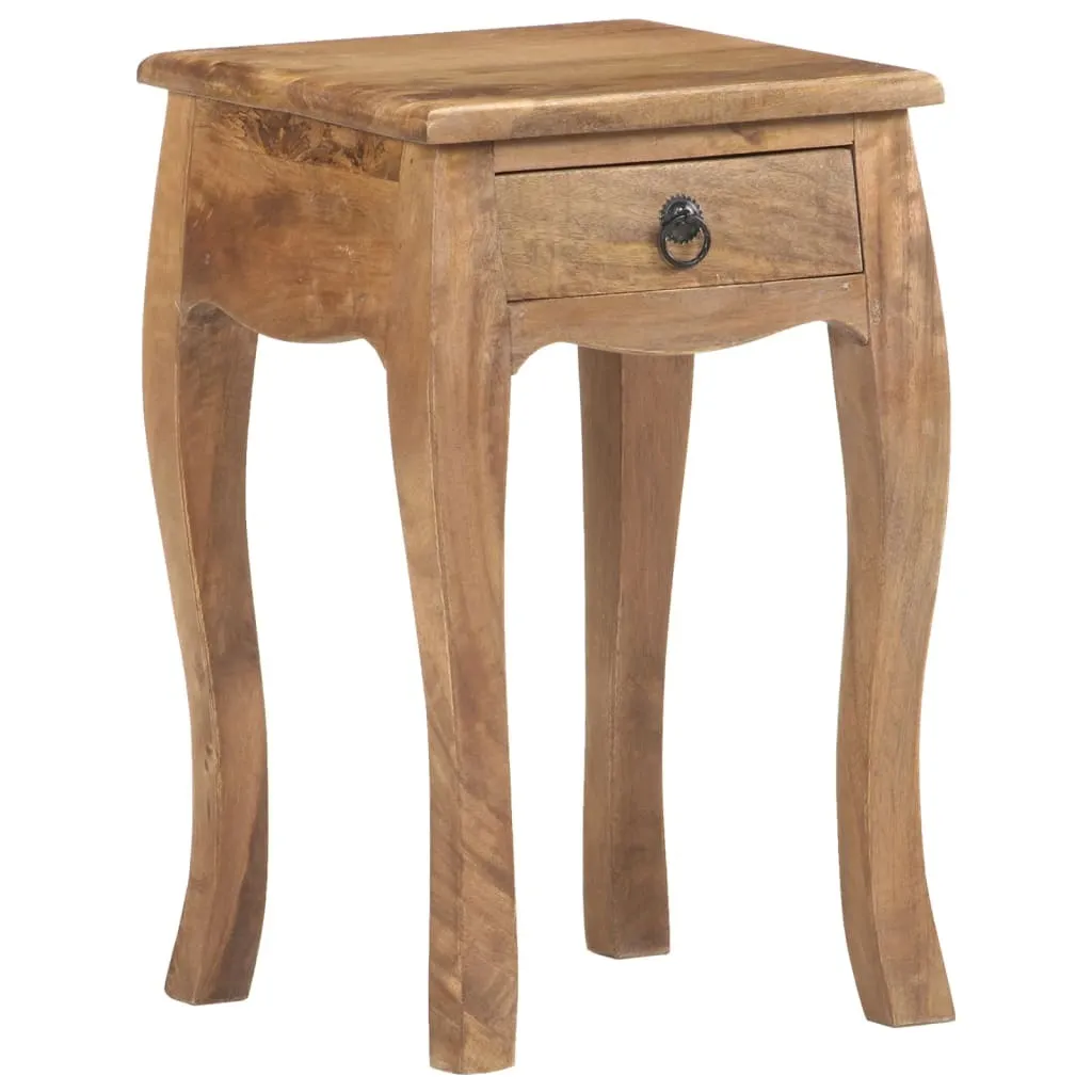 Table de nuit artisanale en bois massif de manguier 28x28 cm - Style Brut