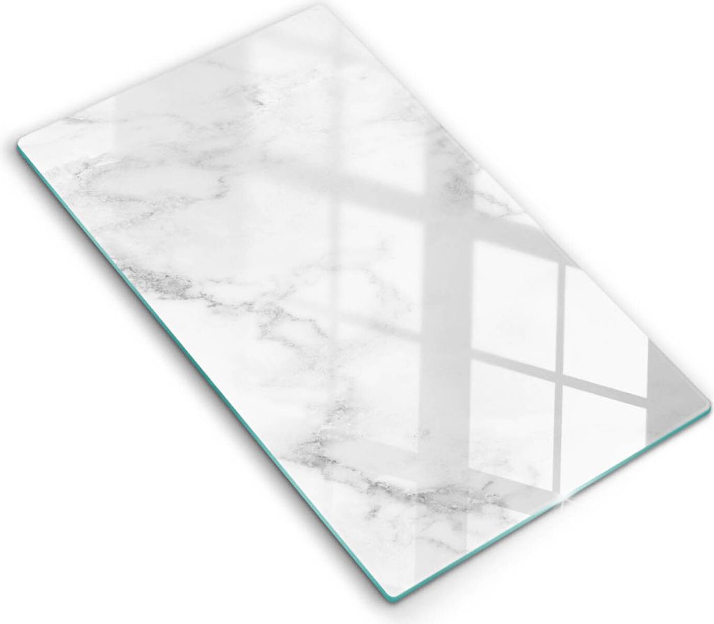 Glasschneideplatte - Herdabdeckplatte - 30x52 cm - Schneidebrett - Spritzschutz - Moderner Marmor