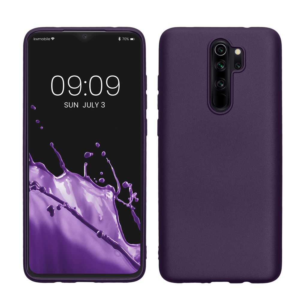 kwmobile Case kompatibel mit Xiaomi Redmi Note 8 Pro Hülle - Schutzhülle aus Silikon metallisch schimmernd - Handyhülle Metallic Brombeere