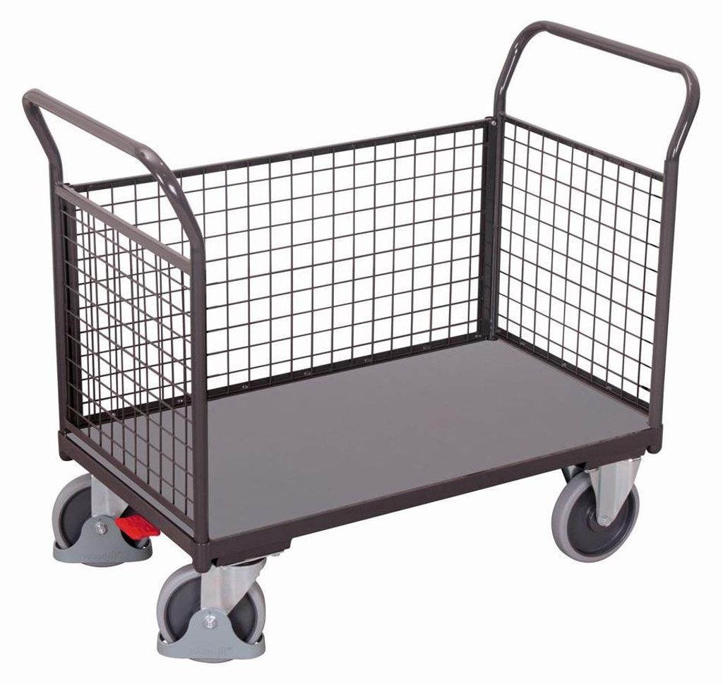 VARIOfit Dreiwandwagen mit Drahtgitter 1200x775mm Anthrazitgrau RAL 7016