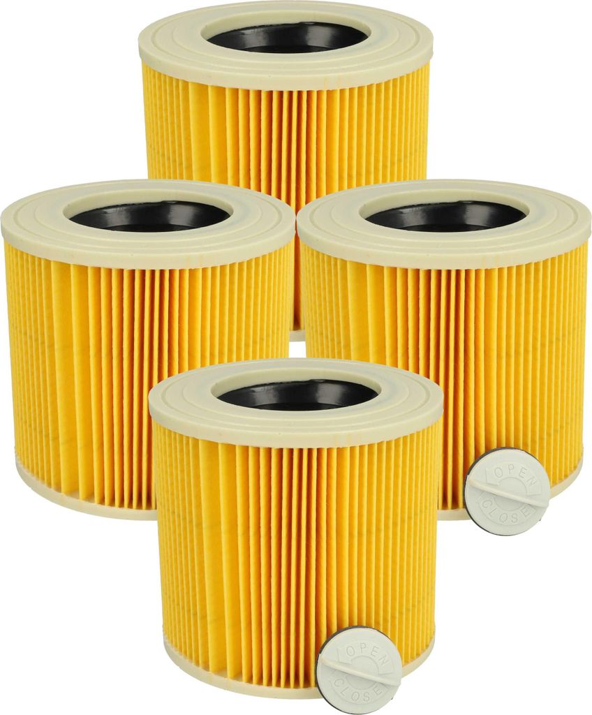 vhbw 4x Faltenfilter kompatibel mit Kärcher NT 38/1 Me Classic E, SE 4002, SE 4001, NT 38/1 CLassic Staubsauger - Patronenfilter Gelb Abwaschbar
