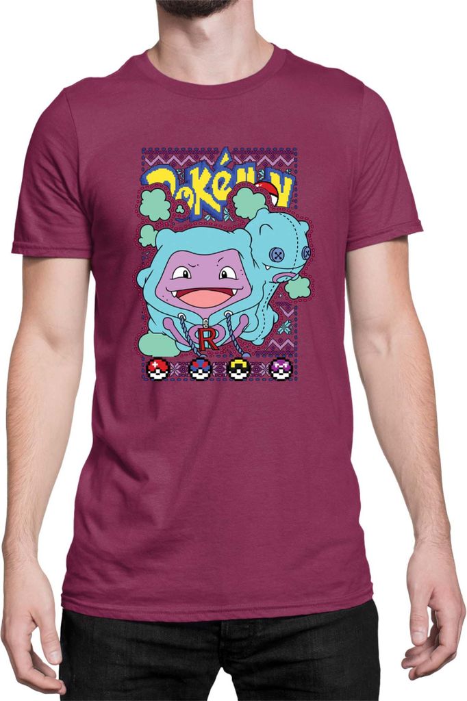 Herren T-Shirt Japan Manga Anime Comics Pokemon 030, Man S / Burgundy