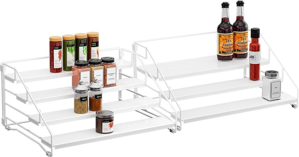Verstellbares Gewürzregal - stapelbarer Gewürzorganizer - Set von 2 - grau