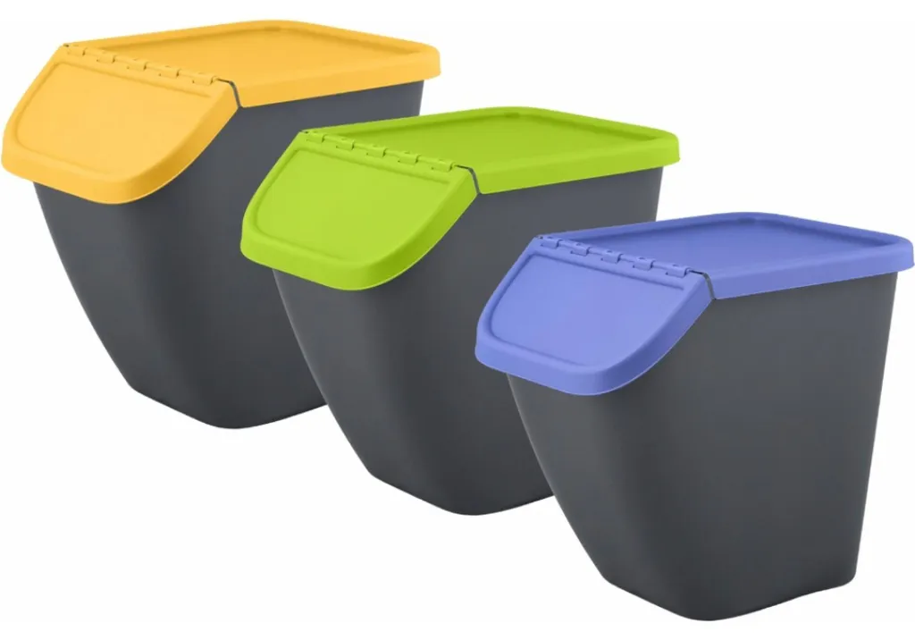 Solution Tri Sélectif Sans Odeur : Set de 3 Poubelles 23L Anthracite - 5