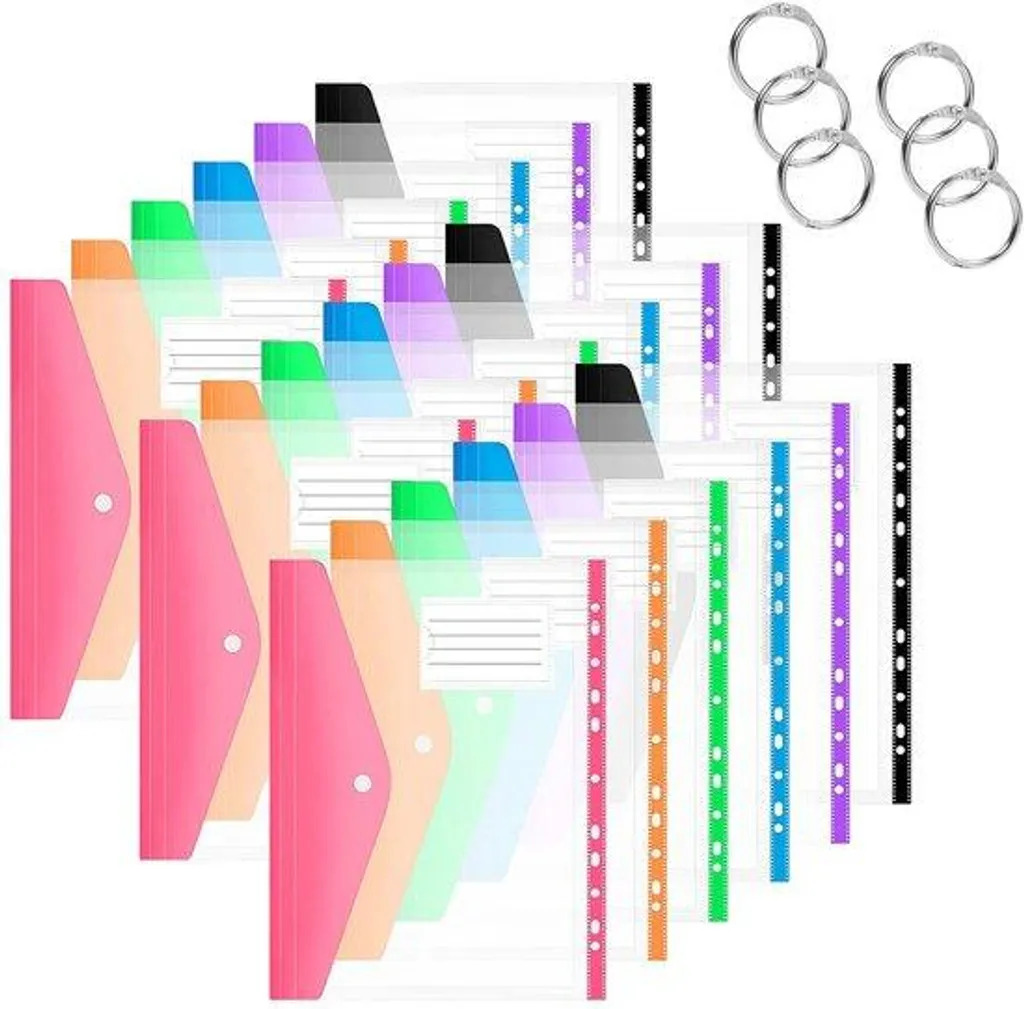 Organiseur de documents A4 perforé pour classeur - 18 chemises couleur