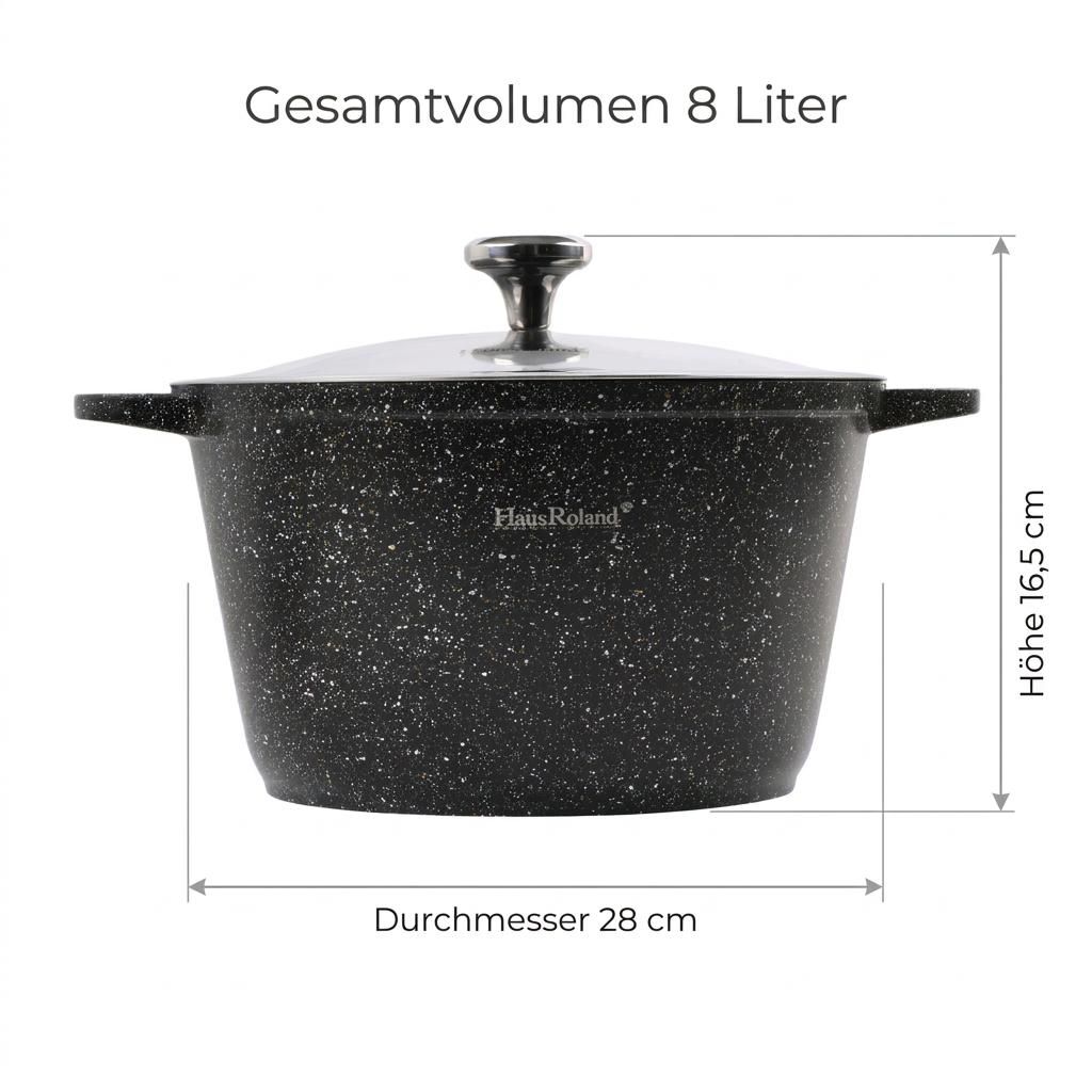 Granit Kochtopf 6L Ø26 cm Antihaft Marmorbeschichtung