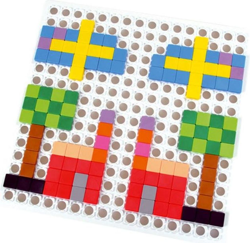 Betzold Legespiel für Kinder, Muster & Ornamente gestalten, 350 Steckquadrate, Steckbrett 39x39 cm