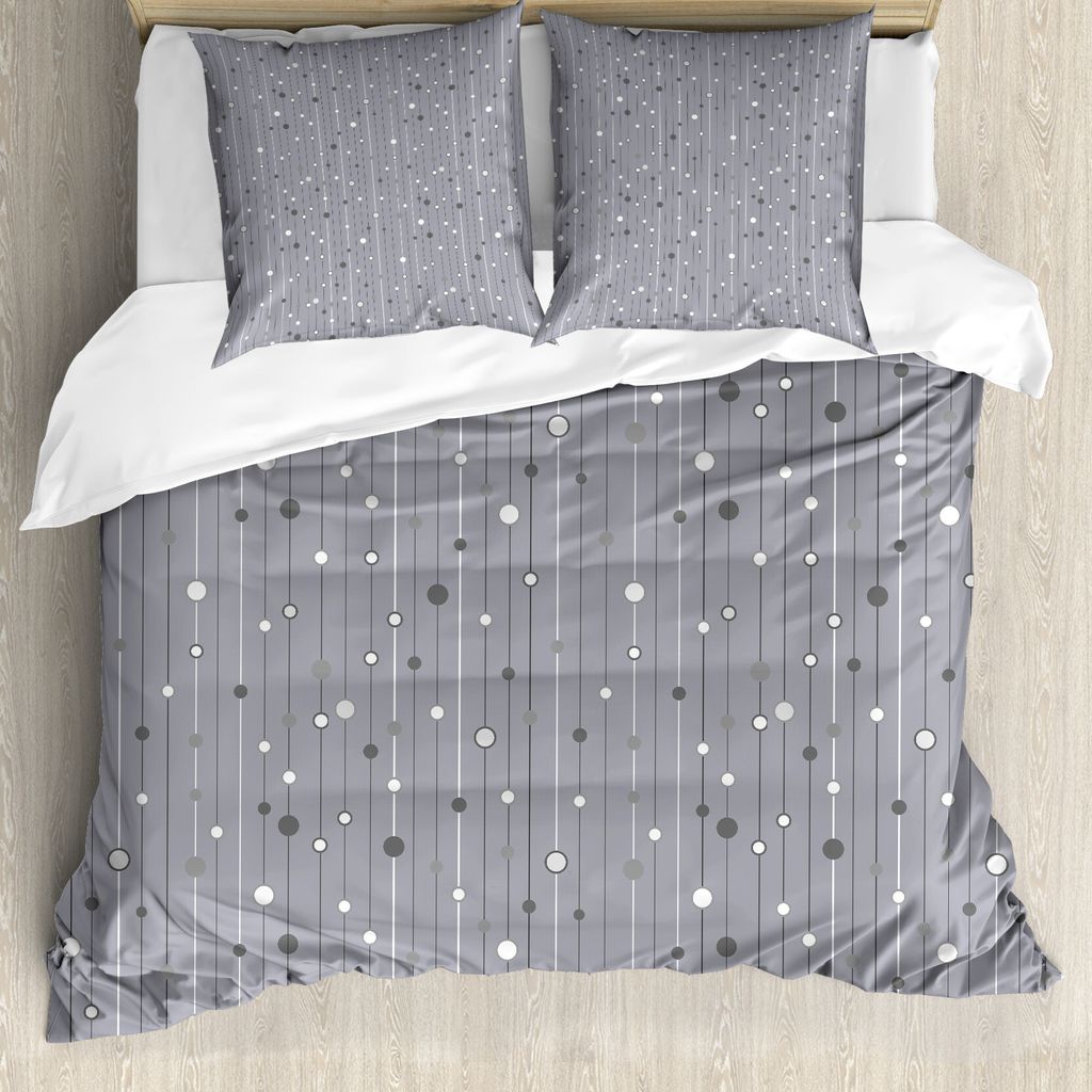 ABAKUHAUS Geometrisch Bettbezug Set für Einzelbetten, Punkte und vertikale Streifen, Milbensicher Allergiker geeignet mit Kissenbezug, 200 cm x 20...