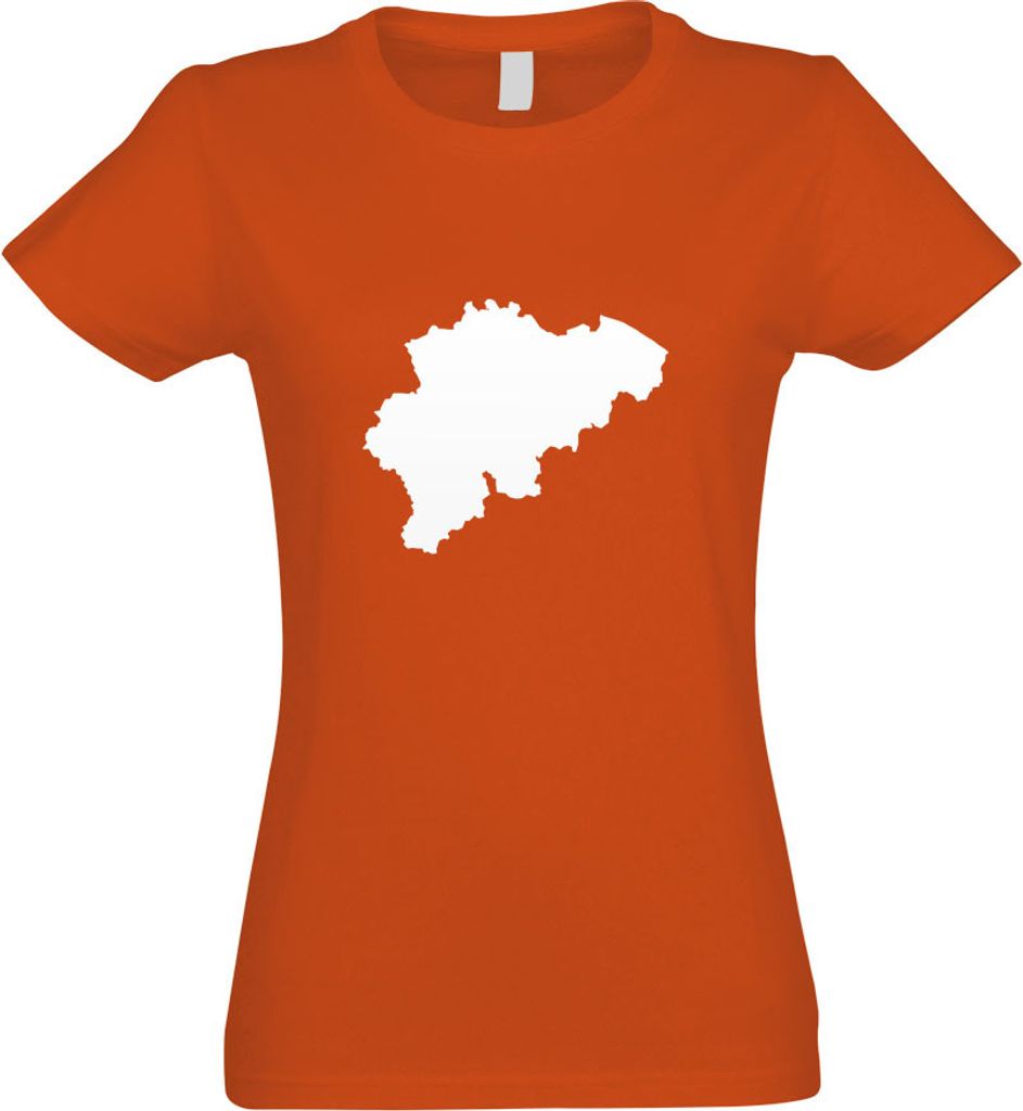 Kiwistar - T-Shirt tailliert - Damen - orange - Belgien Umriss Kontur - mit Motiv Bedruckt - Funshirt Design - Sport - Freizeit - Damen - S