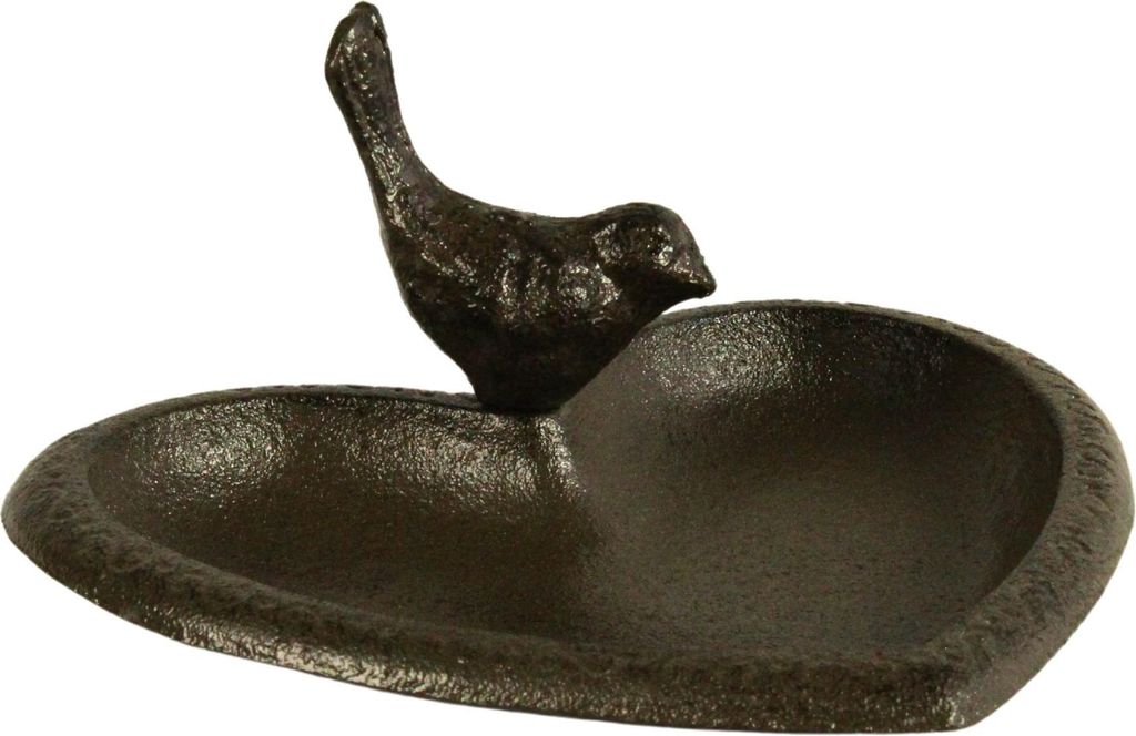 Vogeltränke Herz aus Gusseisen Vogelfutterschale aus Metall Tränke Vögel Garten