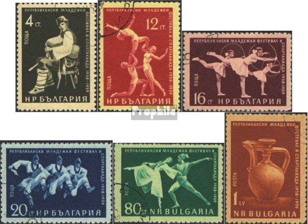 Briefmarken Bulgarien 1959 Mi 1123-1128 (kompl.Ausg.) gestempelt Festival der bulgarischen Jugend