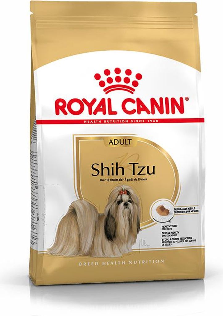 A bag of Royal Canin Shih Tzu adult dog food.