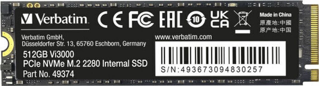 Verbatim Vi3000 PCle NVMe M.2 SSD 512GB                  Produktbild 2