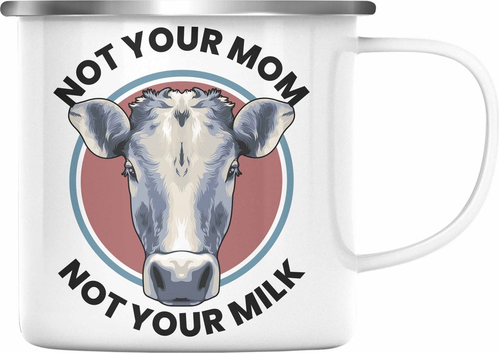 Trendation - Veganer Geschenk Lustige Emaille Tasse Vegetarier Geschenkidee Emaille Tasse Lustig für Geschenkset oder Geschenkbox Vagenerin Not Yo...