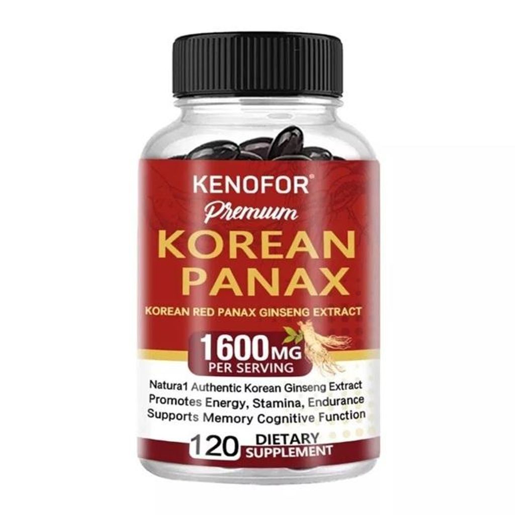 Korean Ginseng 1600mg (120 Kapseln) Nahrungsergänzungsmittel, Energie, Ausdauer, Männergesundheit, Gehirn, Gedächtnis, Kognitive Funktion