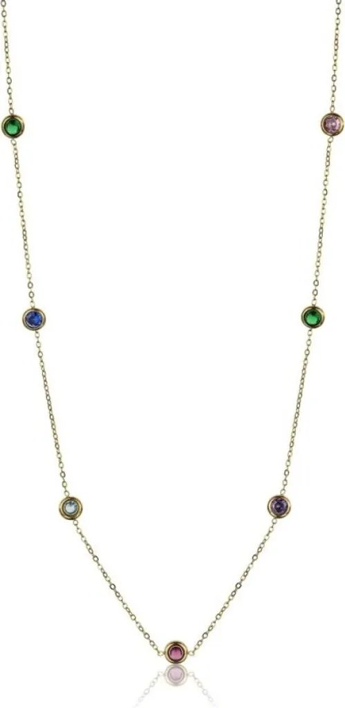 Collier Phoebe en plaqué or et cristaux aux reflets éclatants et variés