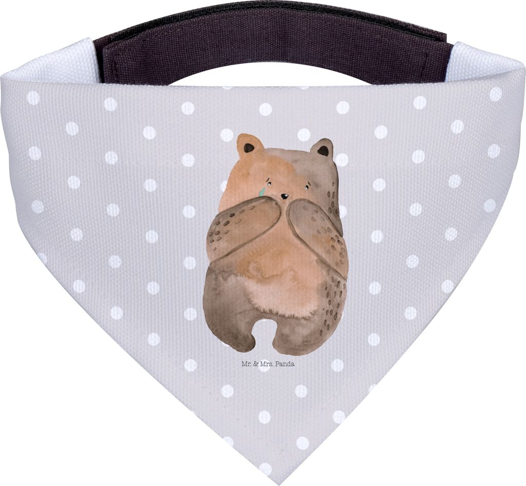 Mr. & Mrs. Panda Hundeschal Bär Verlust - Grau Pastell - Geschenk, Hunde-Halstuch, Hunde Halstuch, Tuch, Hundehalstuch, Hund, Teddy