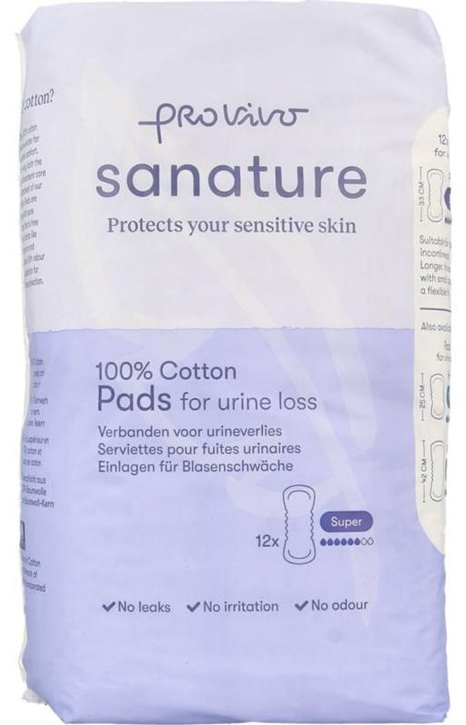 Sanature Pro Vivo Katoen Incontinentie Verband Super (12 Produktbild 