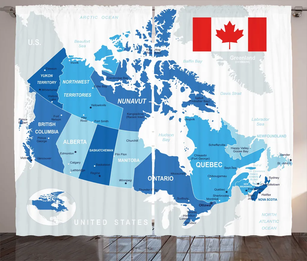ABAKUHAUS Canada Rideau Rustique Bleu Ciel et Vermillon 280 x 225 cm