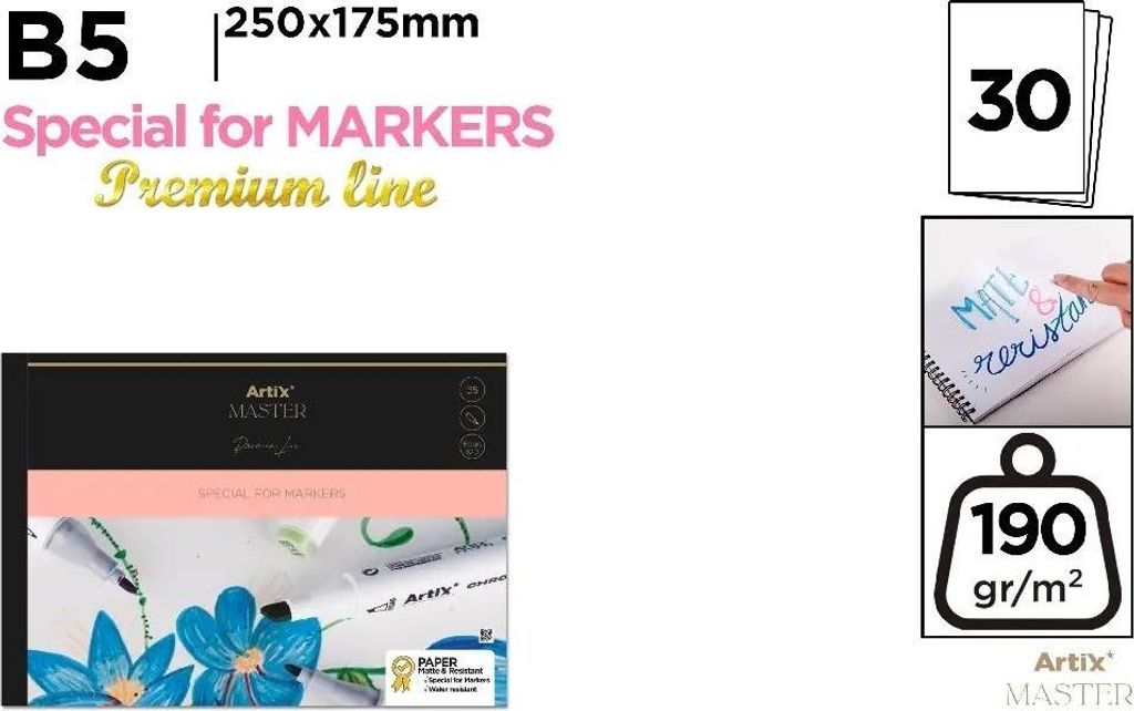 Skizzenbuch B5/30K für Marker – Artix