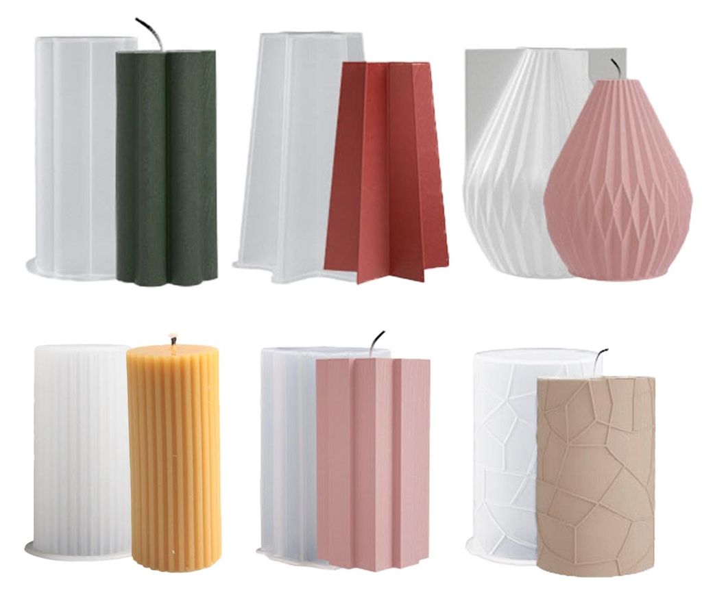 6-teiliges Silikon-Kerzenform-Set, 3D-DIY-Form für Weihnachtskerzen, Seife und Duftkerzen