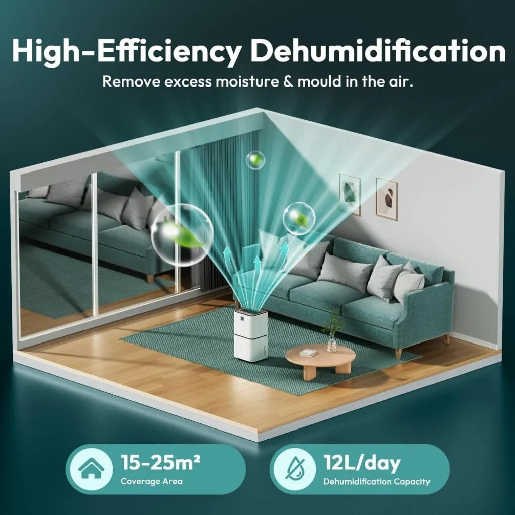 Déshumidificateur programmable 12L avec 3 modes et drainage continu - 2