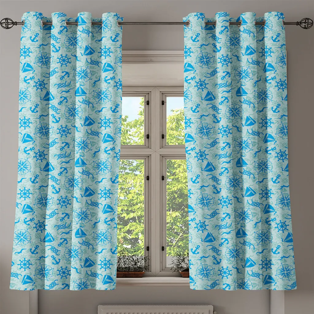 Set Tende ABAKUHAUS 280 x 225 cm - Motivo Marino Verde Menta - 2