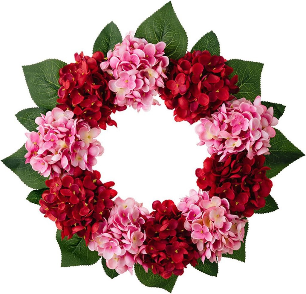 Frühlingskranz für die Tür, Girlande aus Blumen und grünen Blättern, Landhaus, Feiertage, Hochzeitsfeier