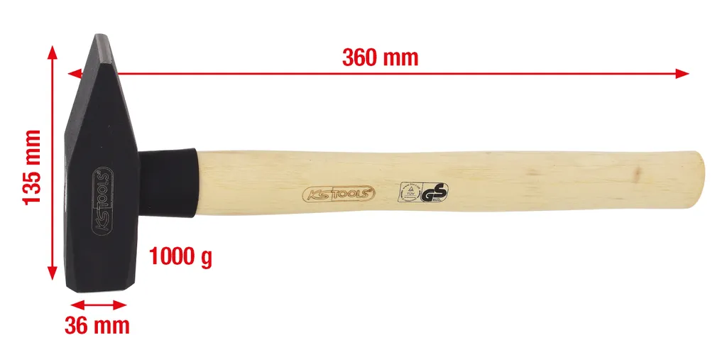 Marteau KS TOOLS 1000g hickory : stoppez les vibrations et chocs