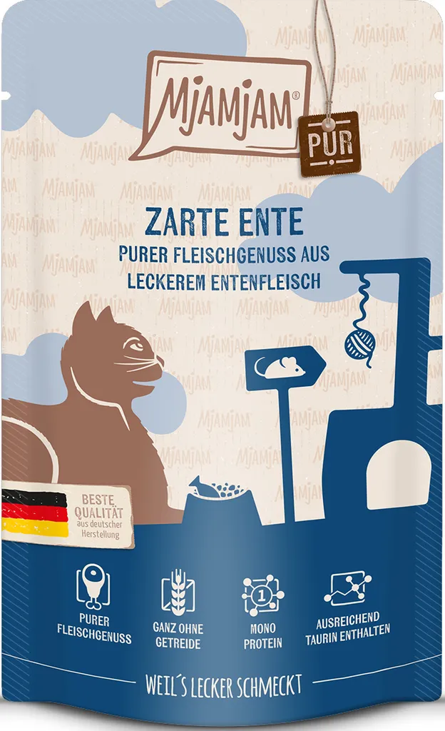 Mjamjam Quetschie Canard Tendre Pur 125g x 12 - Pâtée de Qualité Monoprotéine