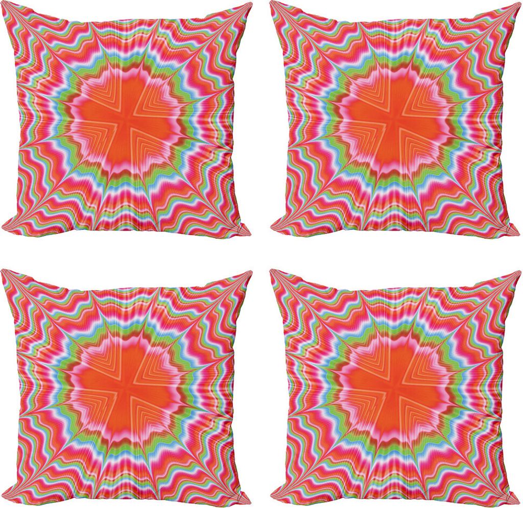 ABAKUHAUS Astral Kissenbezug Set (4 Stück), Psychedelische Fractal, Moderner Doppelseitiger Digitaldruck, 50 cm x 50 cm, Mehrfarbig