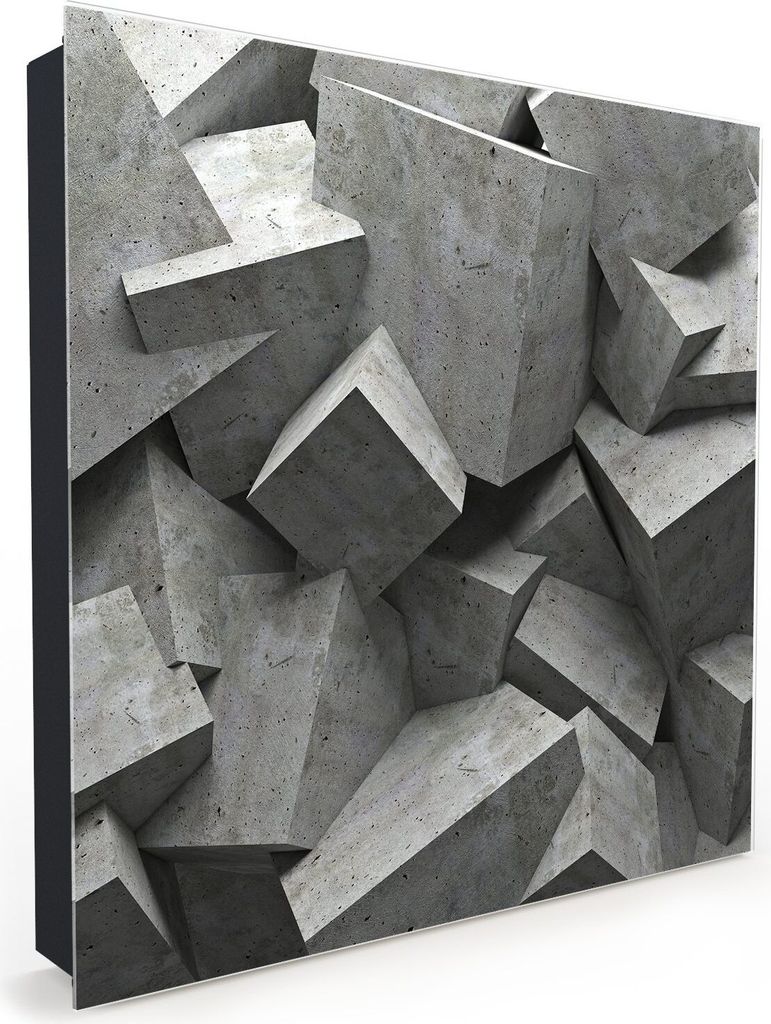 Nachbildung-Schlüsselkasten, Magnetpinnwand und Memoboard mit Glasfront Motiv 3D Würfelwand