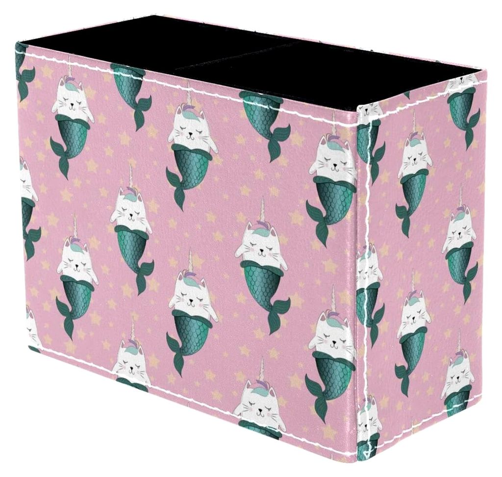 Niedlicher Einhorn Meerjungfrau Schwanz Stifthalter in Rosa für den Schreibtisch, 2 Fächer Stiftehalter für Schrein und Make-up Pinsel Aufbewahrung